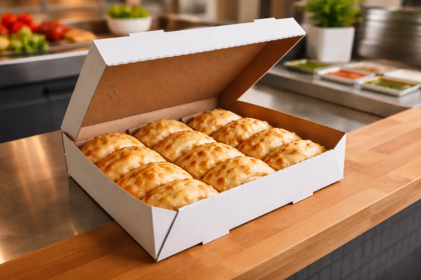 Caja para docena de empanadas microcorrugado blanco