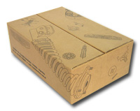 Caja de carton corrugado impresa y troquelada